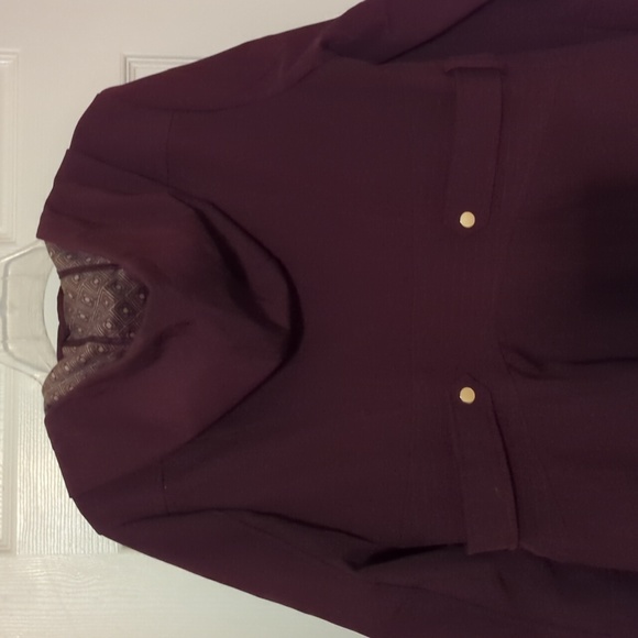 NWT LIZ CLAIBORNE WINE HOODED COAT JACKET GOLD HARDWARE - Picture 17 of 17